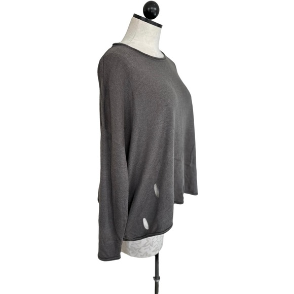 Planet Gray Sweater Holey Moley Pima Cotton Tencel Long Sleeve Intentional Holes - Picture 3 of 13